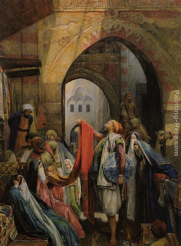 A Cairo Bazaar - The Della 'l' painting - John Frederick Lewis A Cairo Bazaar - The Della 'l' art painting